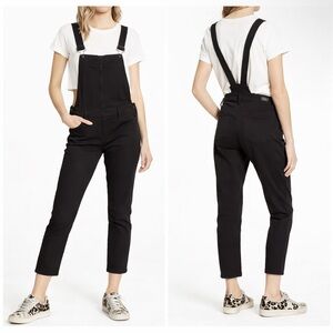 Paige Sierra Overalls Size 25 Vintage Black Denim Ankle Crop Jumpsuit Casual